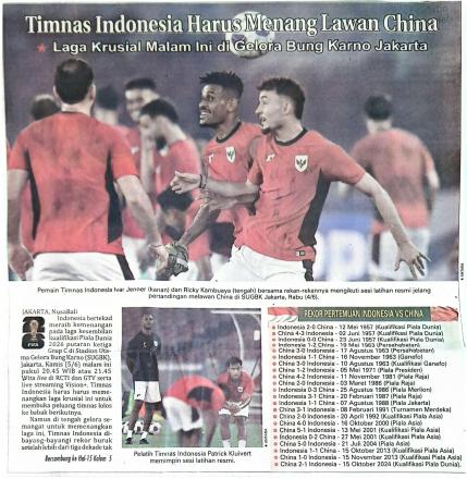 TIMNAS INDONESIA HARUS MENANG LAWAN CHINA